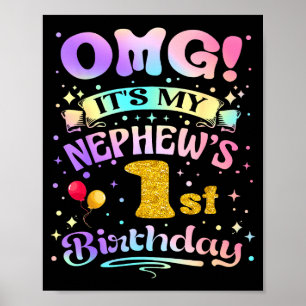 Poster Uau É O Primeiro Aniversário Do Meu Sobrinho Feliz
