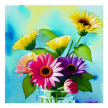 Uau Fator. Vase e Flores. Cores vibrantes