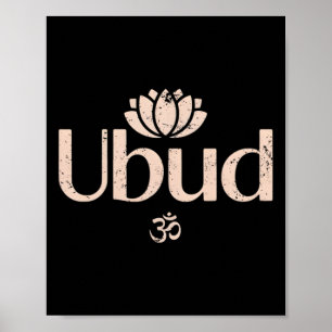 Poster Ubud Li Om Espiritual Lótus Viagem Meditação Ioga 