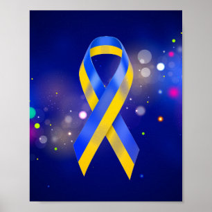 Poster Ucrânia apóia fita azul de conscientização ama