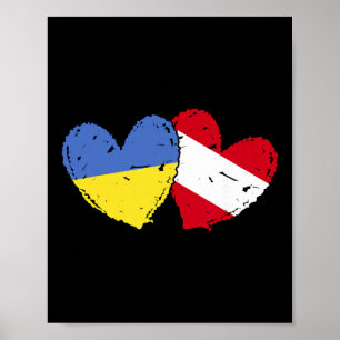 Poster Ucrânia Áustria Coração Bandeira Ucraniana Herança