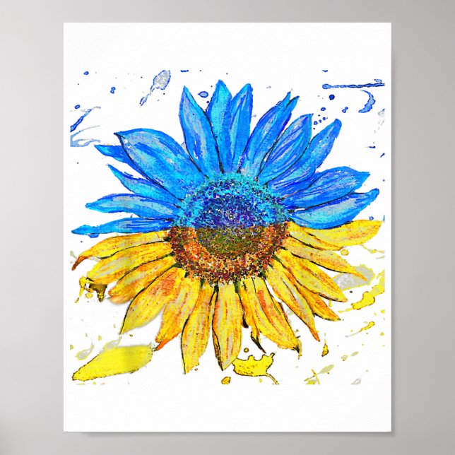 Poster Ucrânia Bandeira Girassol Vintage Camisa Ucraniana (Frente)