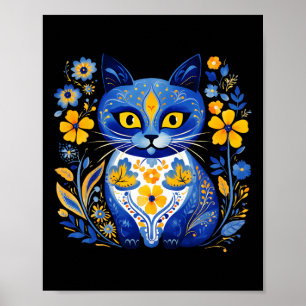 Poster Ucrânia Cat Floral Vintage Bandeira Ucraniana Vysh