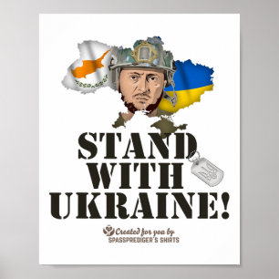 Poster Ucrânia Chipre Bandeiras Selenskyj Ficar Com a Ucr