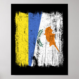 Poster Ucrânia Chipre Meia Bandeira Herança Ucraniana Cip