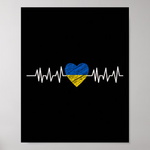 Poster Ucrânia Coração Batimento Pulso Bandeira da Ucrâni