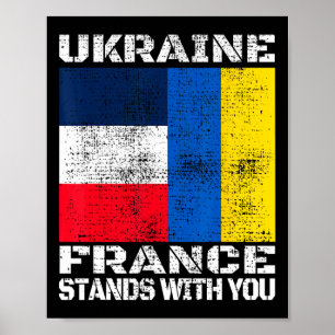 Poster Ucrânia França Fica Ao Seu Lado Bandeira de Apoio