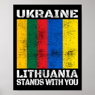 Poster Ucrânia Lituânia Fica Ao Seu Lado Suporte Lituano