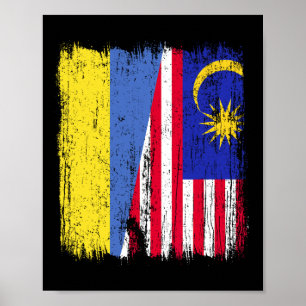Poster Ucrânia Malásia Meia Bandeira Ucraniana Herança Ma