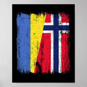 Poster Ucrânia Noruega Meia Bandeira Ucraniano Ascendênci