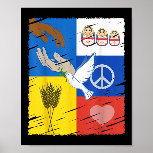 Poster Ucrânia, Rússia, Amizade Intercultural (Frente)