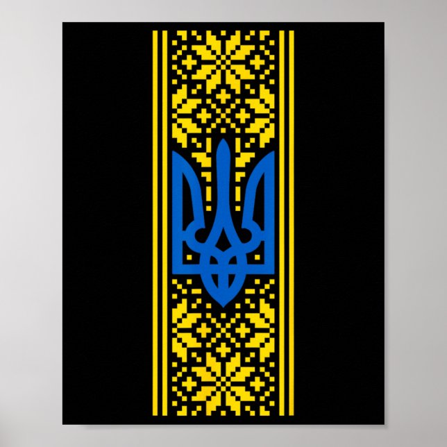Poster Ucrânia Tridente Vyshyvanka Traje Presidente Zelen (Frente)