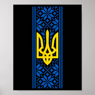 Poster Ucrânia Tridente Vyshyvanka Traje Presidente Zelen