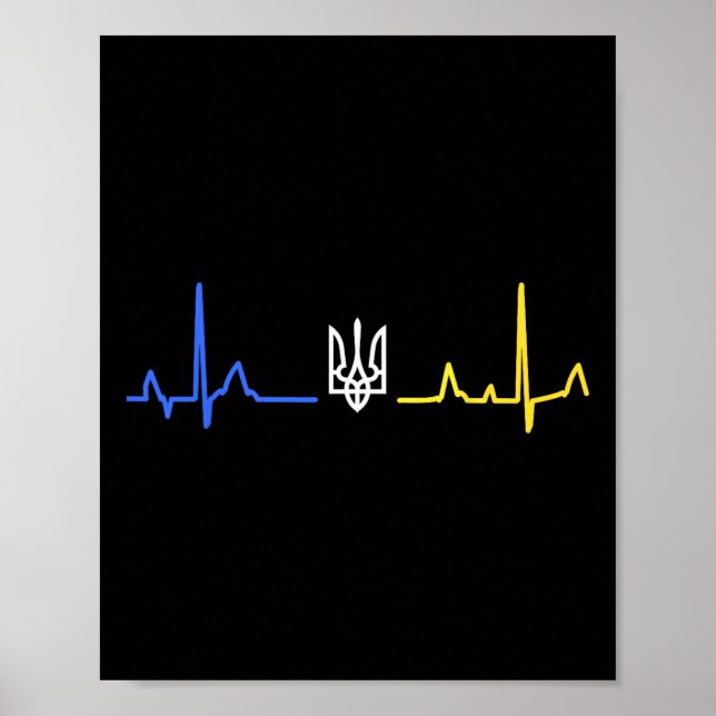Poster Ucrânia Tryzub Tridente Zelensky Bandeira Ucranian (Frente)