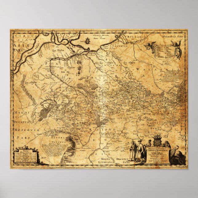 Póster UcrâniaMapa PanorâmicoUcrânia (Frente)