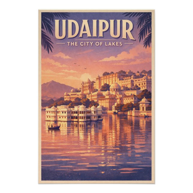 Póster Udaipur, Índia, em um clássico retro de viagem (Frente)