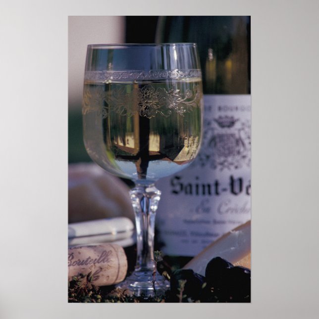 Póster UE, França, Chablis, Vinho local (Frente)