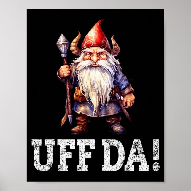 Poster Uff Da Norwegian Quote Scandinavian Viking Gnome  (Frente)