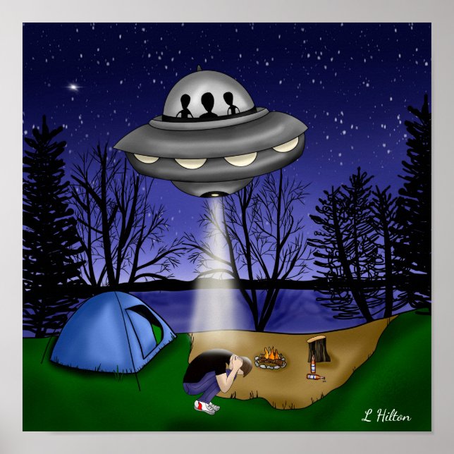 Poster UFO: Arte de Alienígena Extraterrestre de Rapto (Frente)