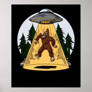 Poster UFO estrangeiro engraçado do espaço da abducçã