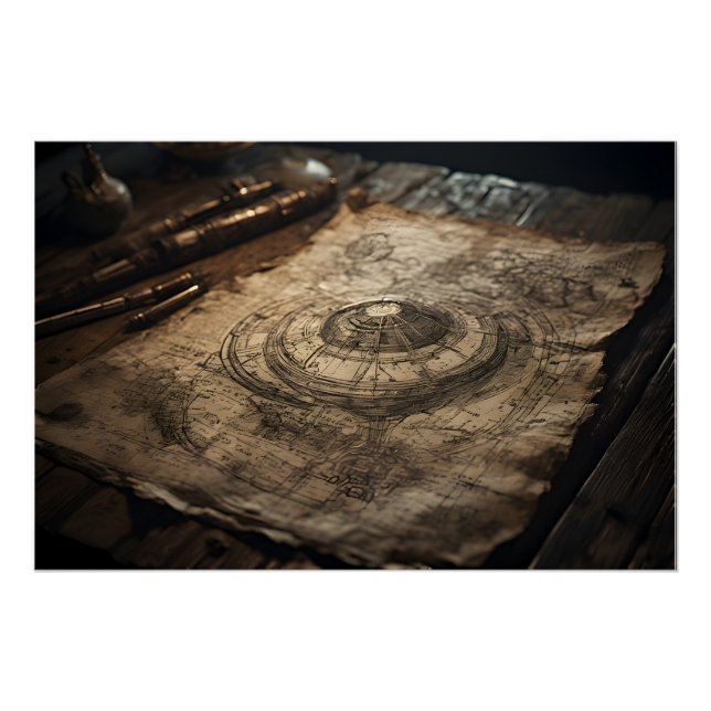 Póster  „UFO im Geiste von Leonardo da Vinci“ (Frente)
