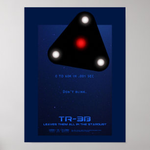 Póster UFO preto do triângulo TR-3B