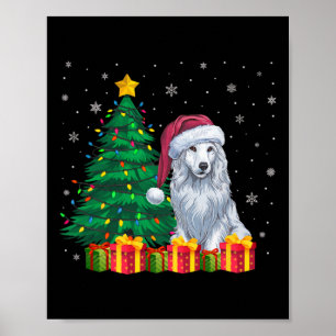 Poster Ugly Akbash Santa Hat O Cachorro das Luzes de Nata