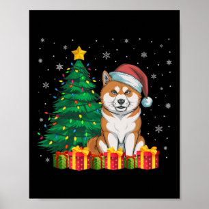Poster Ugly Akita Inu Papai Noel Luzes De Natal Amor