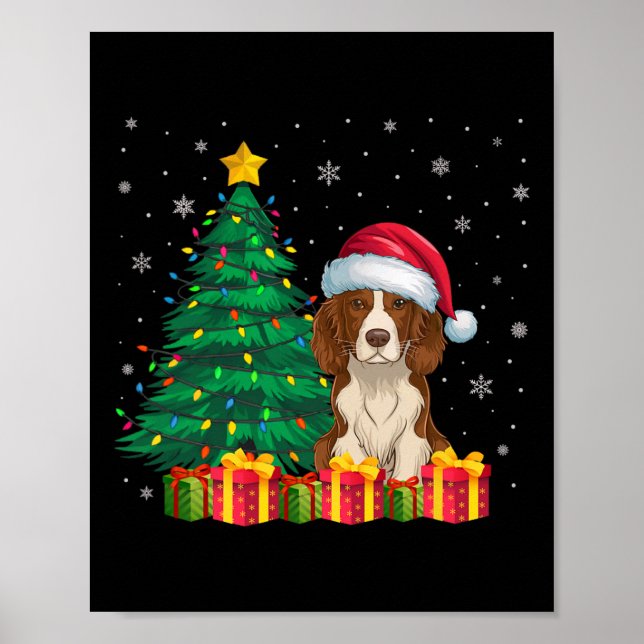 Poster Ugly Brittany Spaniel Santa Hat Luzes de Natal D (Frente)