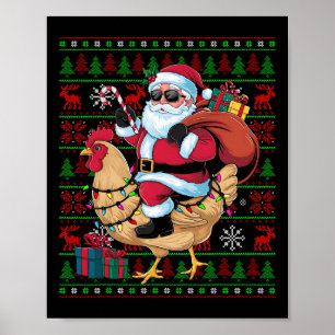Poster Ugt Xmas Luz Papais noeis Engraçados Andando Pássa