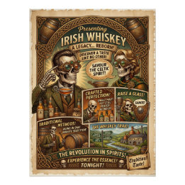 Póster Uísque Irlandês Steampunk "Um Legado Renascido" Pr
