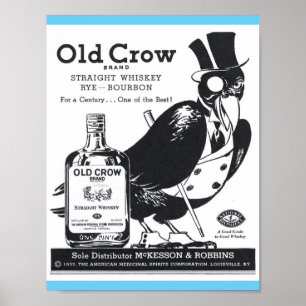 Póster Uísque reto do corvo velho do vintage, Rye,