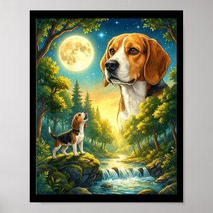 Poster Uivando para a lua meme animal cachorro beagle