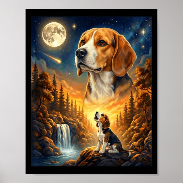 Poster Uivando para a lua meme animal cachorro beagle  (Frente)