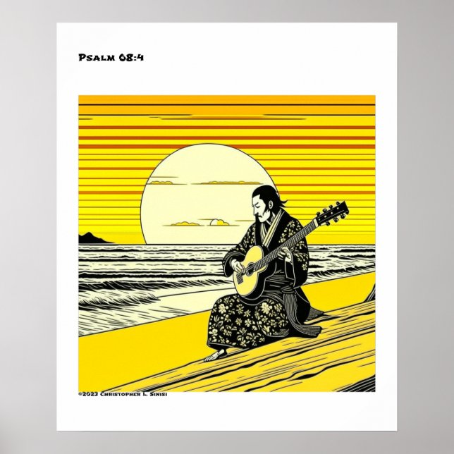 Poster Ukiyo-e Amarelo-preto (Frente)