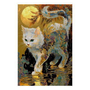 Póster Ukiyo-e Cat Arte de Woodblock Japonês