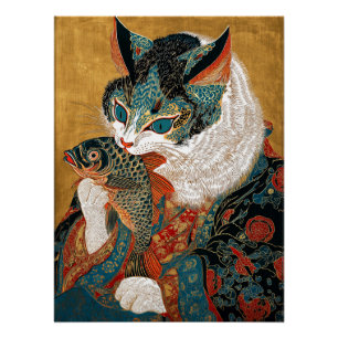 Póster Ukiyo-e Cat   Arte Japonesa