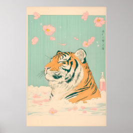 Poster Ukiyo-e Tiger in Bathtub Print Japanese Bathroom