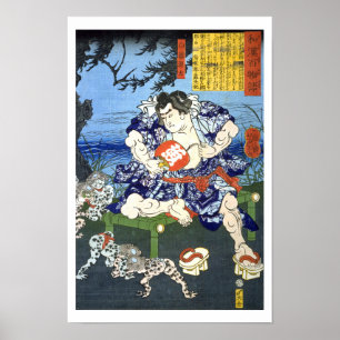 Poster ukiyoe - 和 漢 百 物 語 n.º 11 - 白 藤 源