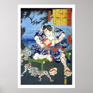Poster ukiyoe - 和 漢 百 物 語 n.º 11 - 白 藤 源