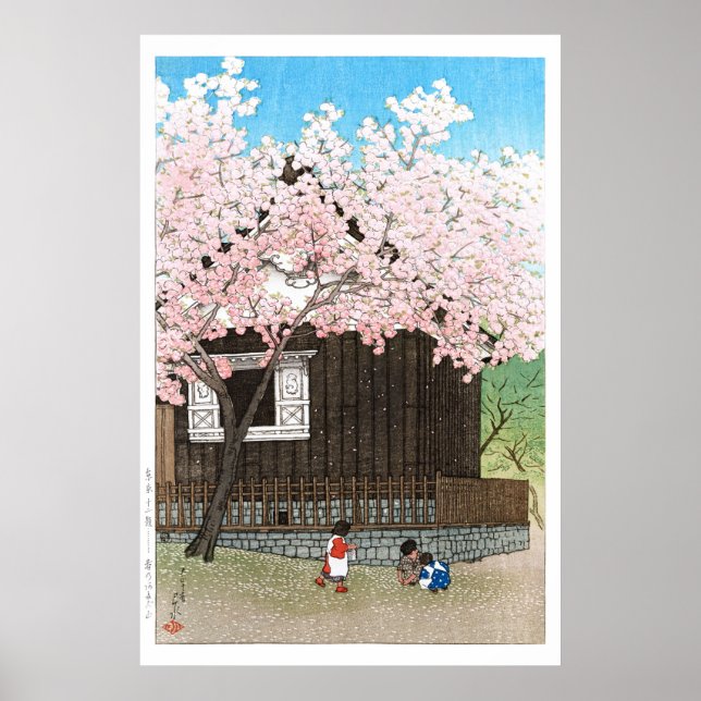 Poster ukiyoe - hasui - C01 - Colina Atagoyama na Primave (Frente)