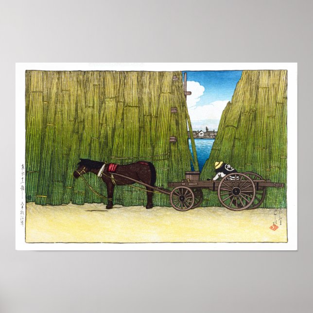 Poster ukiyoe - hasui - C08 - À Beira do Rio Sumida em To (Frente)