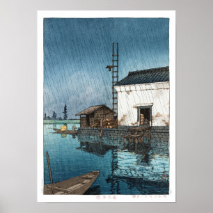 Poster ukiyoe - hasui - m02 - Ushibori em chuva -
