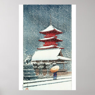 Poster ukiyoe - hasui - m10 - Toshogu Shrine, Ueno -