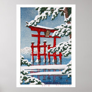 Poster ukiyoe - hasui - m11 - Neve no Shrine de Miyajima 