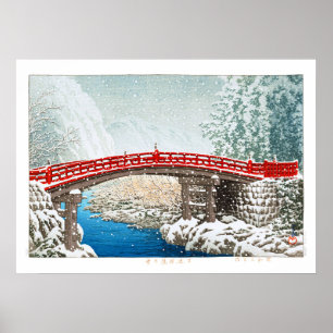 Poster ukiyoe - hasui - m12 - Neve na Ponte Shinkyo, ...