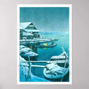 Poster ukiyoe - hasui - nº 27 neve em Mukōjima -