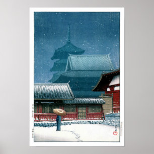 Poster ukiyoe - hasui - nº 31 templo Tennoji em Osaka -