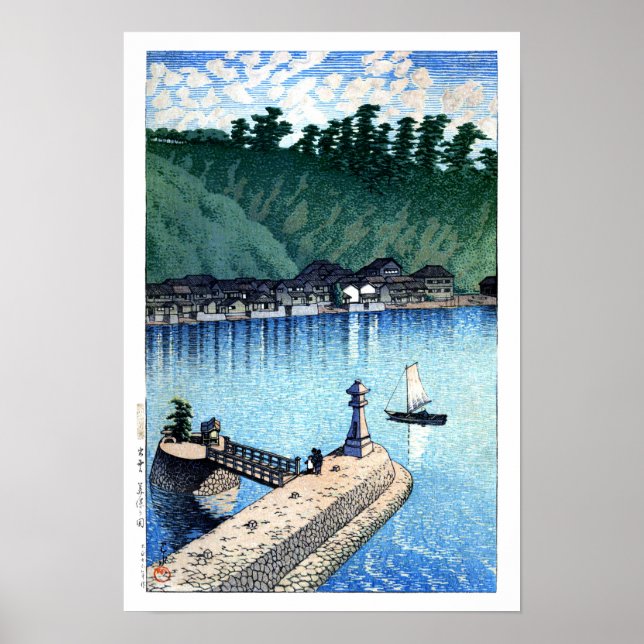 Poster ukiyoe hasui n12 Mihogaseki, Izumo (Frente)