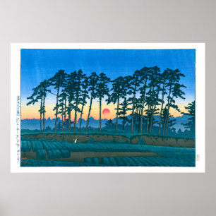Poster ukiyoe - hasui - No.14 Ikegami Ichinokura (pôr do